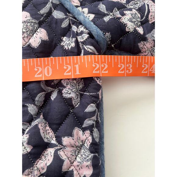 MNG Large Reversible Quilted Crop Jacket Blue Purple Cotton Boxy Oversz Crop NWT - Picture 11 of 14